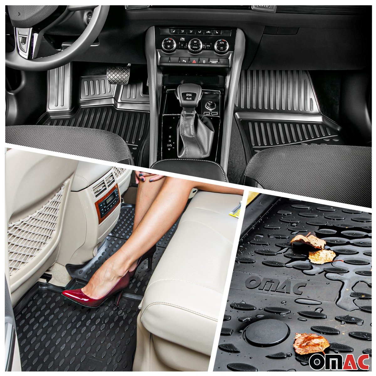 Nissan Juke Floor-Trunk Mats - Omac - 3D - Black - 2011-2014